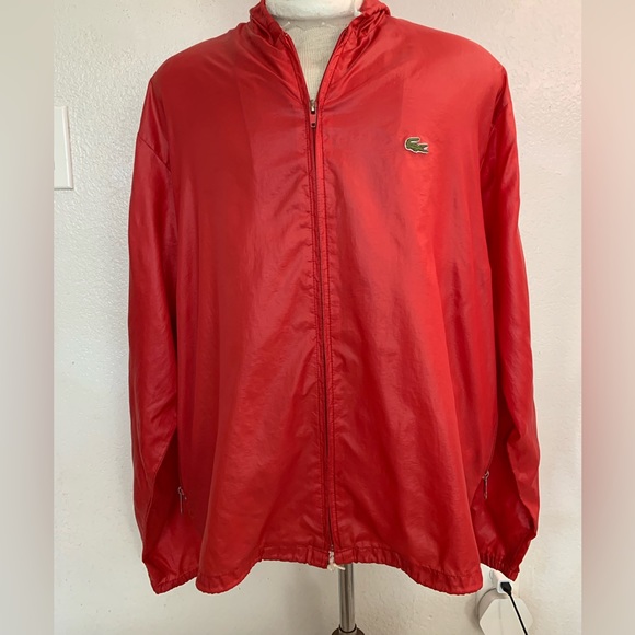 Vintage Izod Lacoste Windbreaker with hoodie, Size XL, color red - Picture 5 of 8